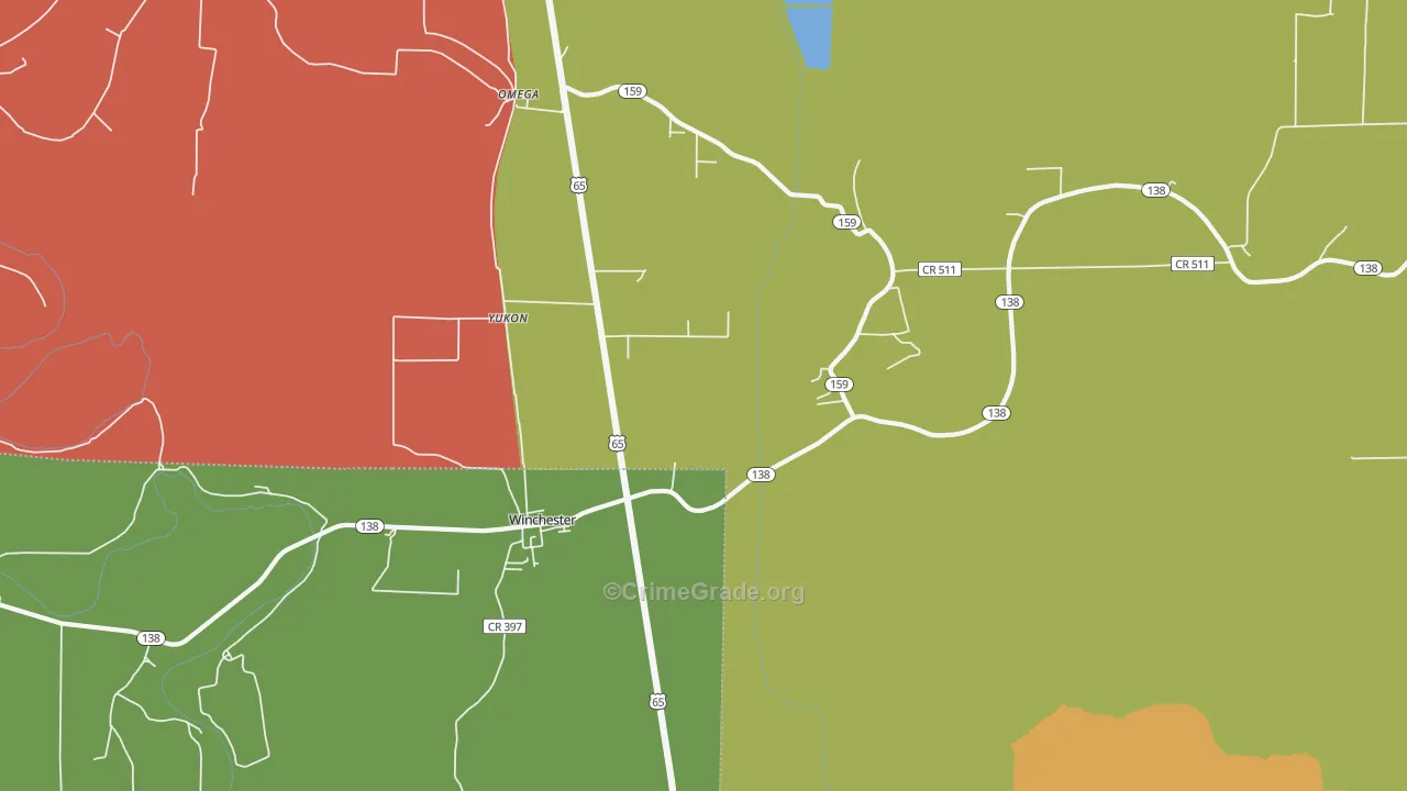 Winchester, AR Map of Theft Rates