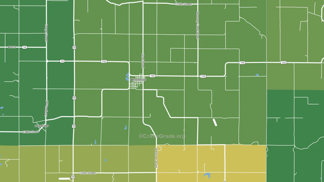 Winchester, KS Map of Theft Rates