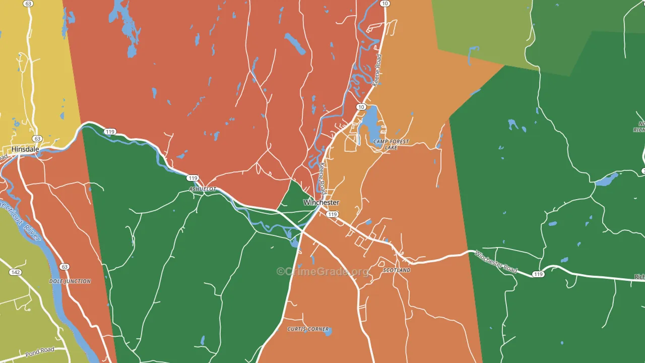 Winchester, NH Map of Theft Rates