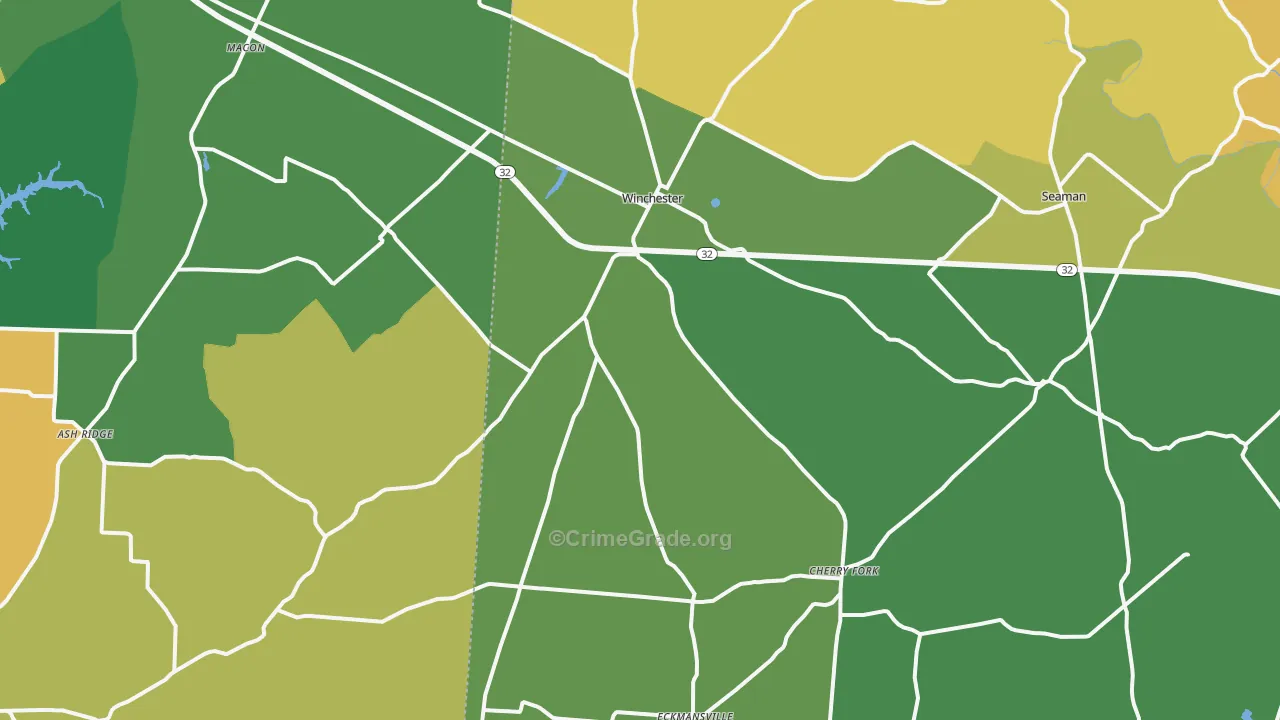 Winchester, OH Map of Theft Rates