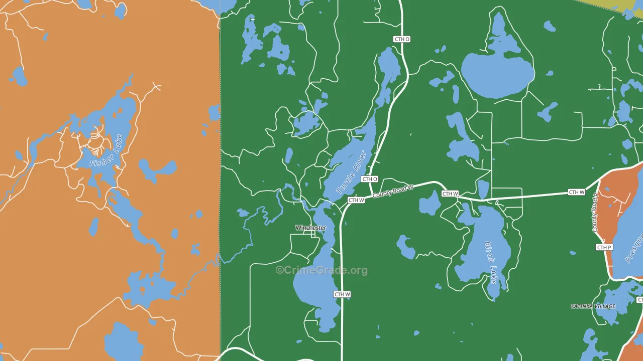 Winchester, WI Map of Theft Rates