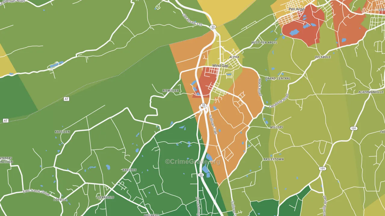 Wind Gap, PA Map of Theft Rates