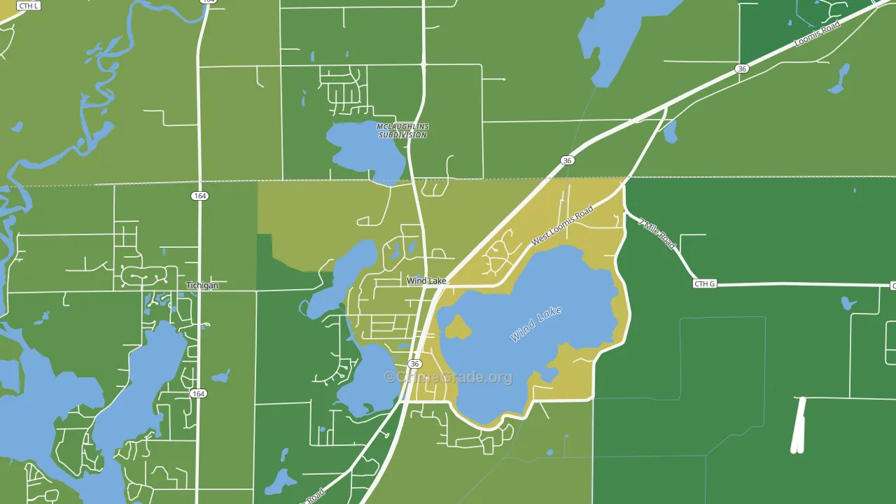 Wind Lake, WI Map of Theft Rates