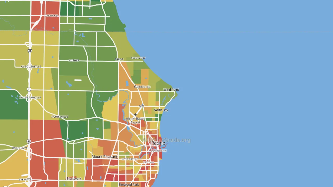 Wind Point, WI Map of Theft Rates