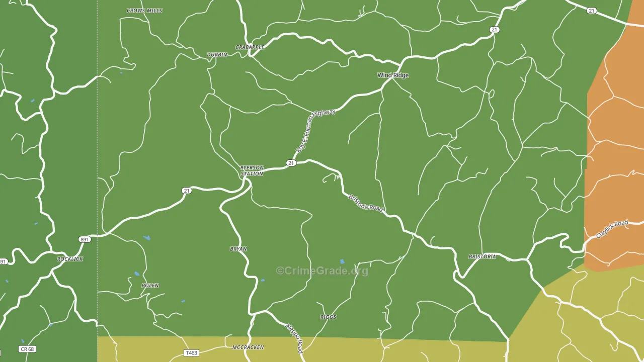 Wind Ridge, PA Map of Theft Rates
