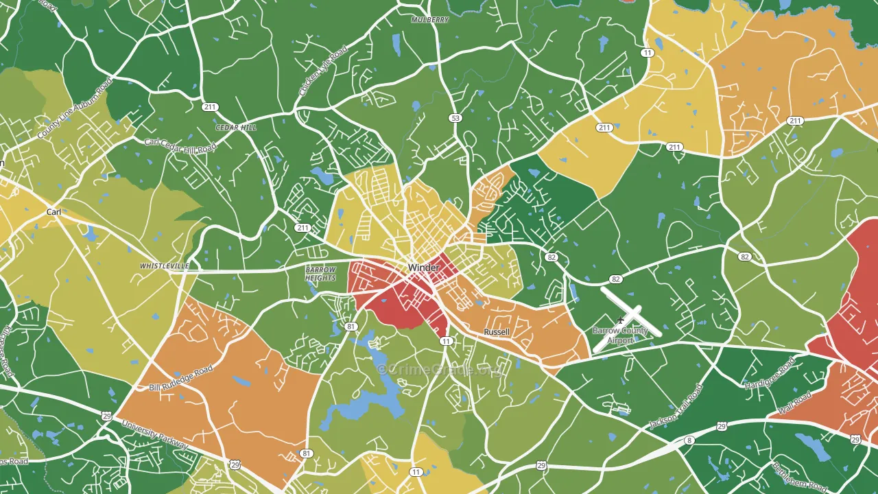 Winder, GA Map of Theft Rates