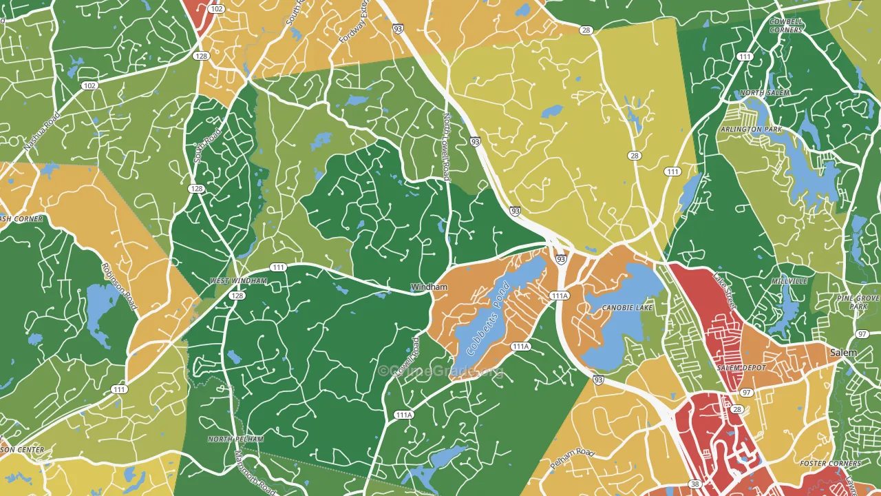 Windham, NH Map of Theft Rates
