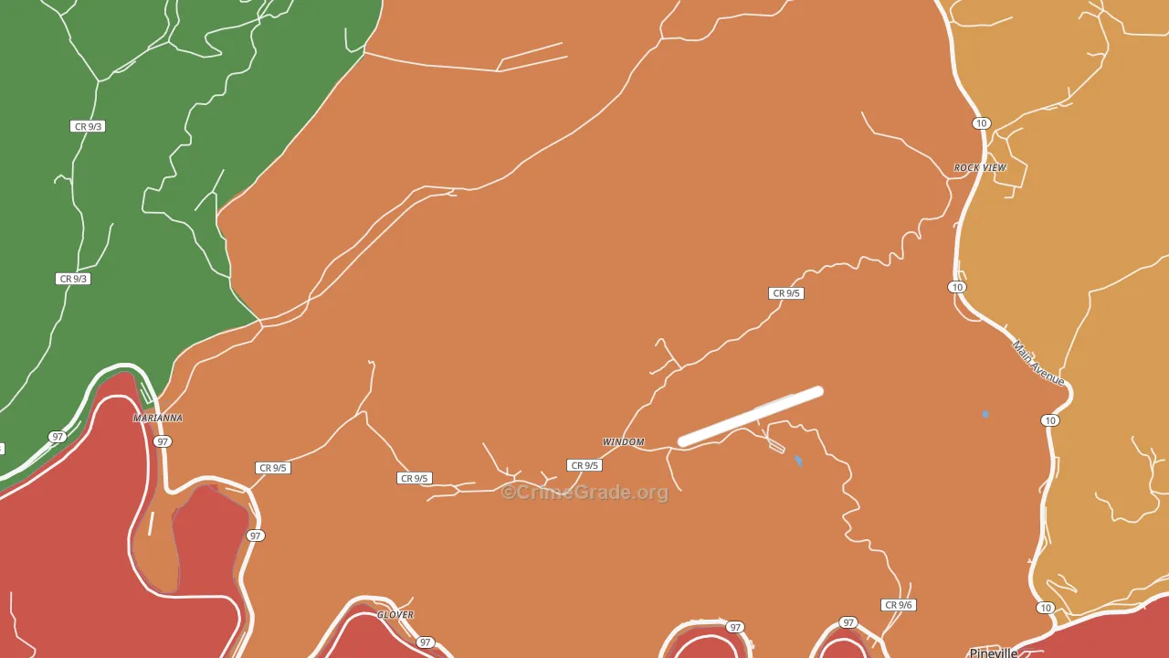 Windom, WV Map of Theft Rates