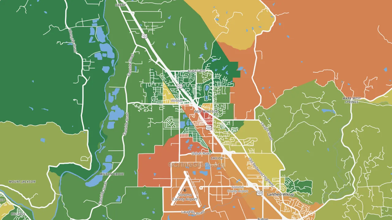Windsor, CA Map of Theft Rates