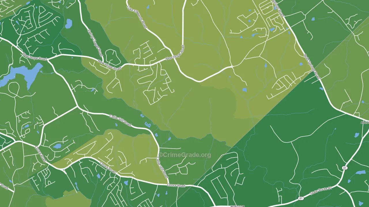Windsor, GA Map of Theft Rates