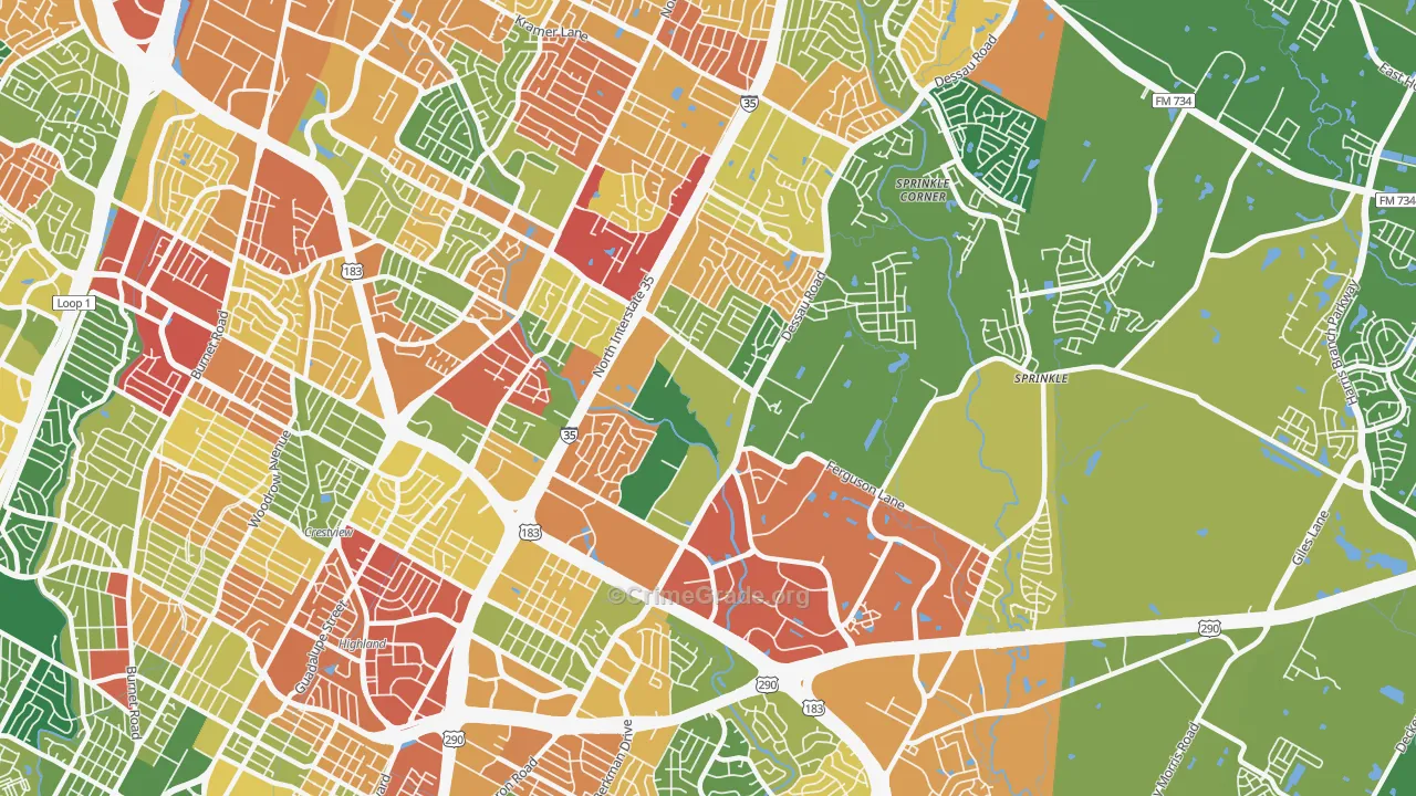 Windsor Hills, Austin, TX Map of Theft Rates