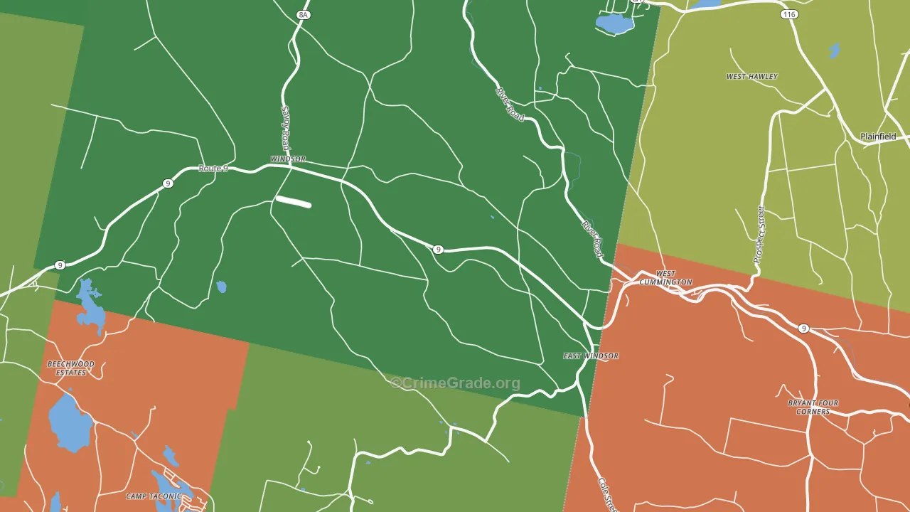 Windsor, MA Map of Theft Rates