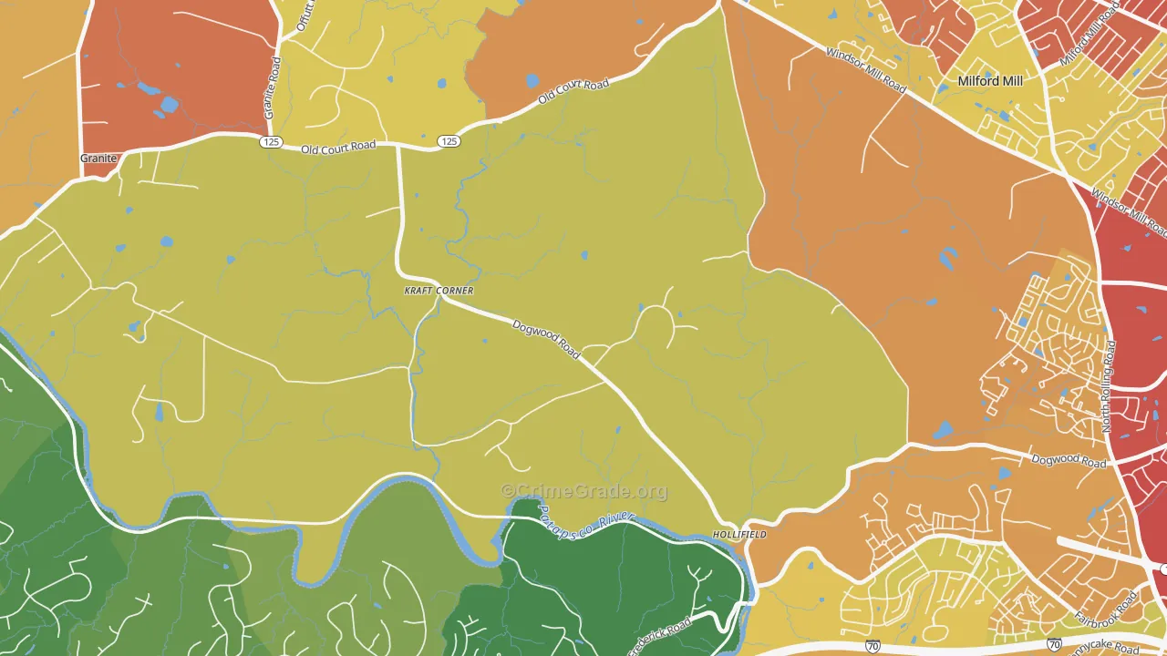 Windsor Mill, MD Map of Theft Rates