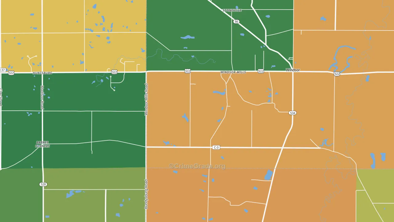 Windsor Mills, OH Map of Theft Rates