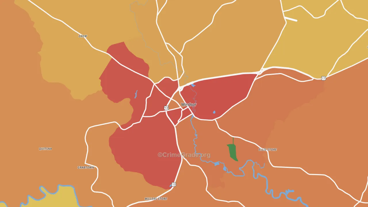Windsor, NC Map of Theft Rates
