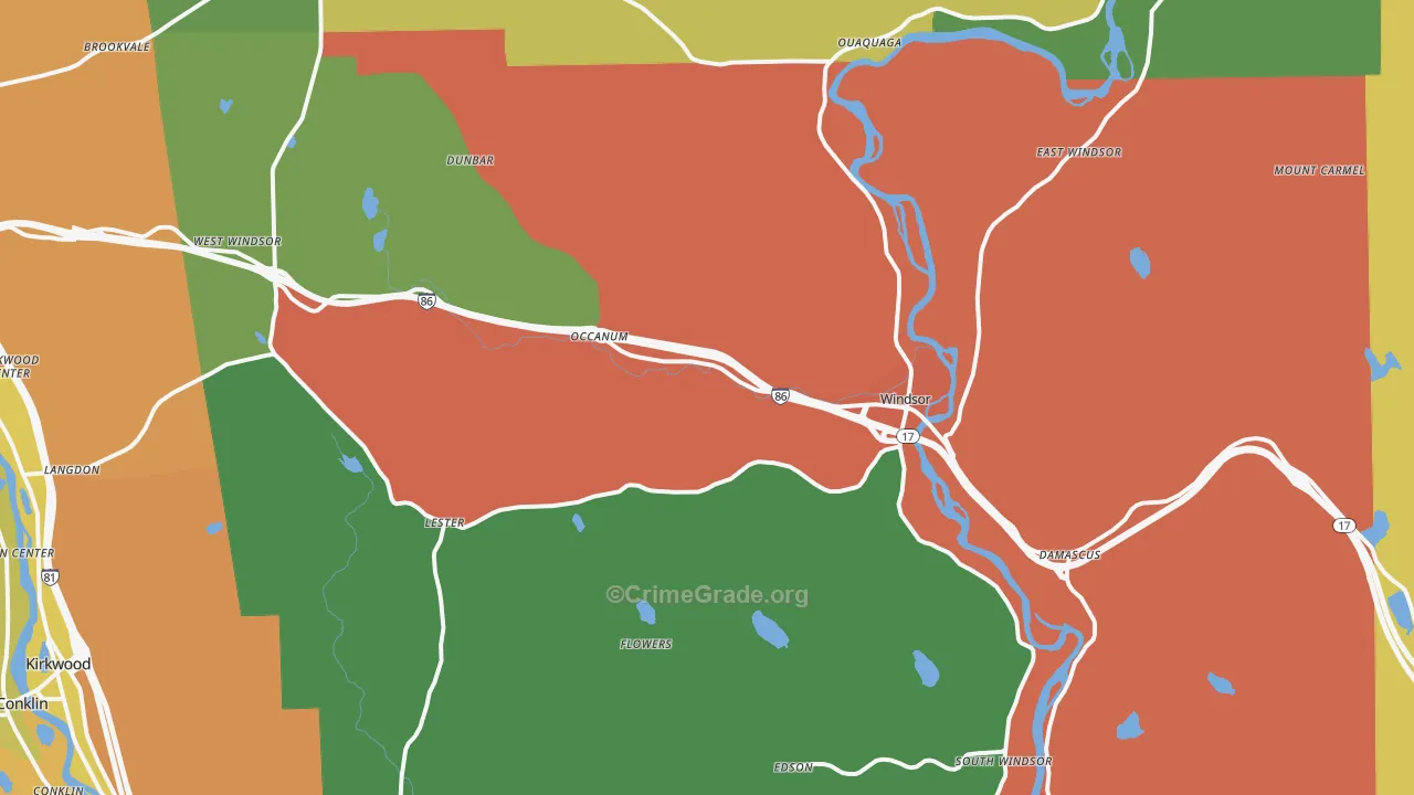 Windsor, NY Map of Theft Rates