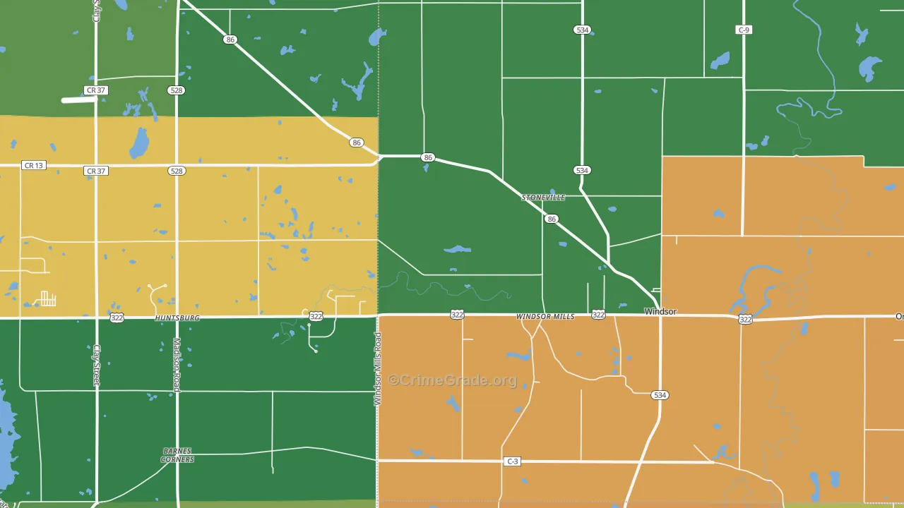 Windsor, OH Map of Theft Rates