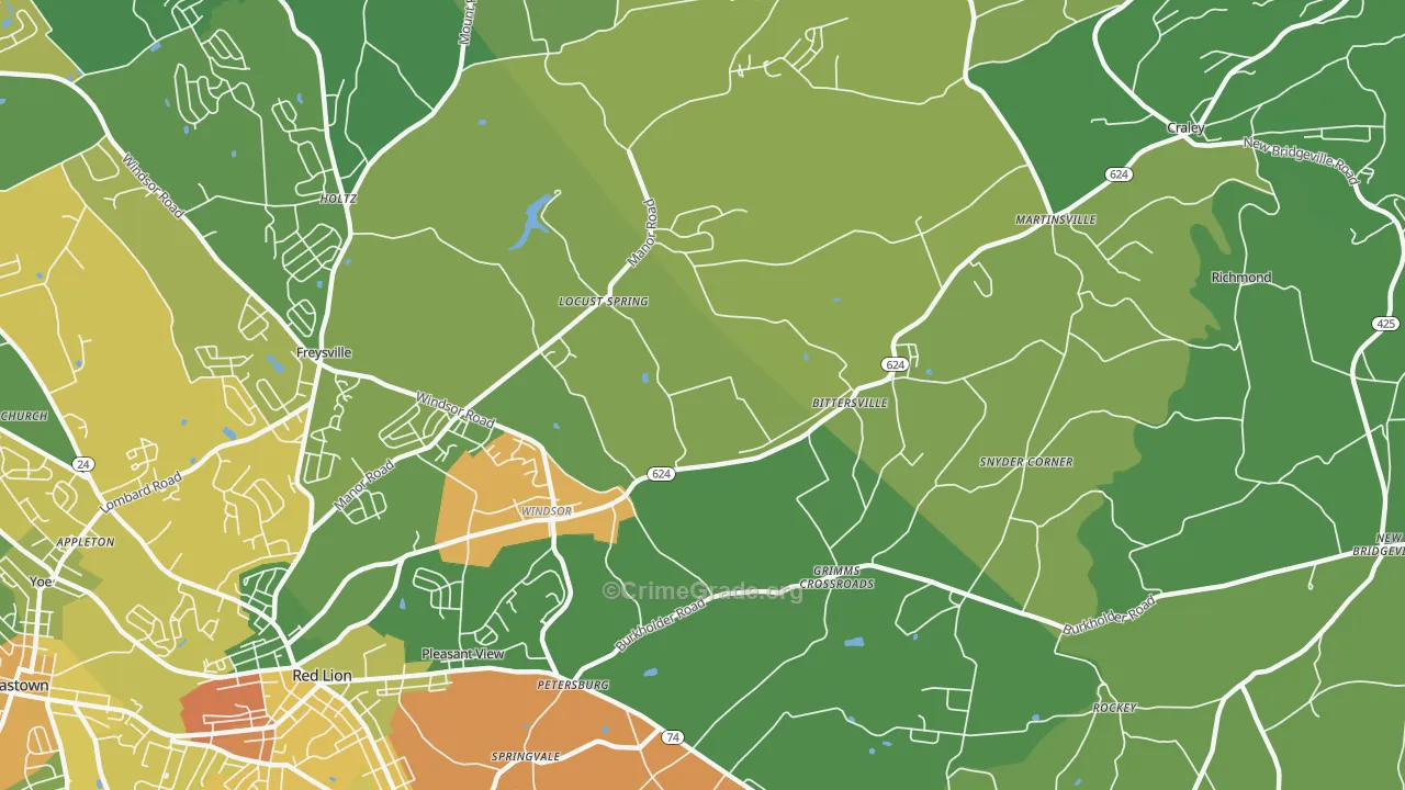 Windsor, PA Map of Theft Rates