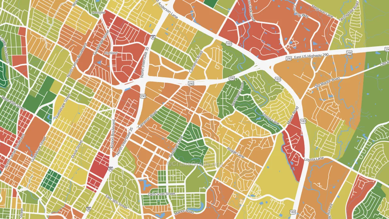 Windsor Park, Austin, TX Map of Theft Rates
