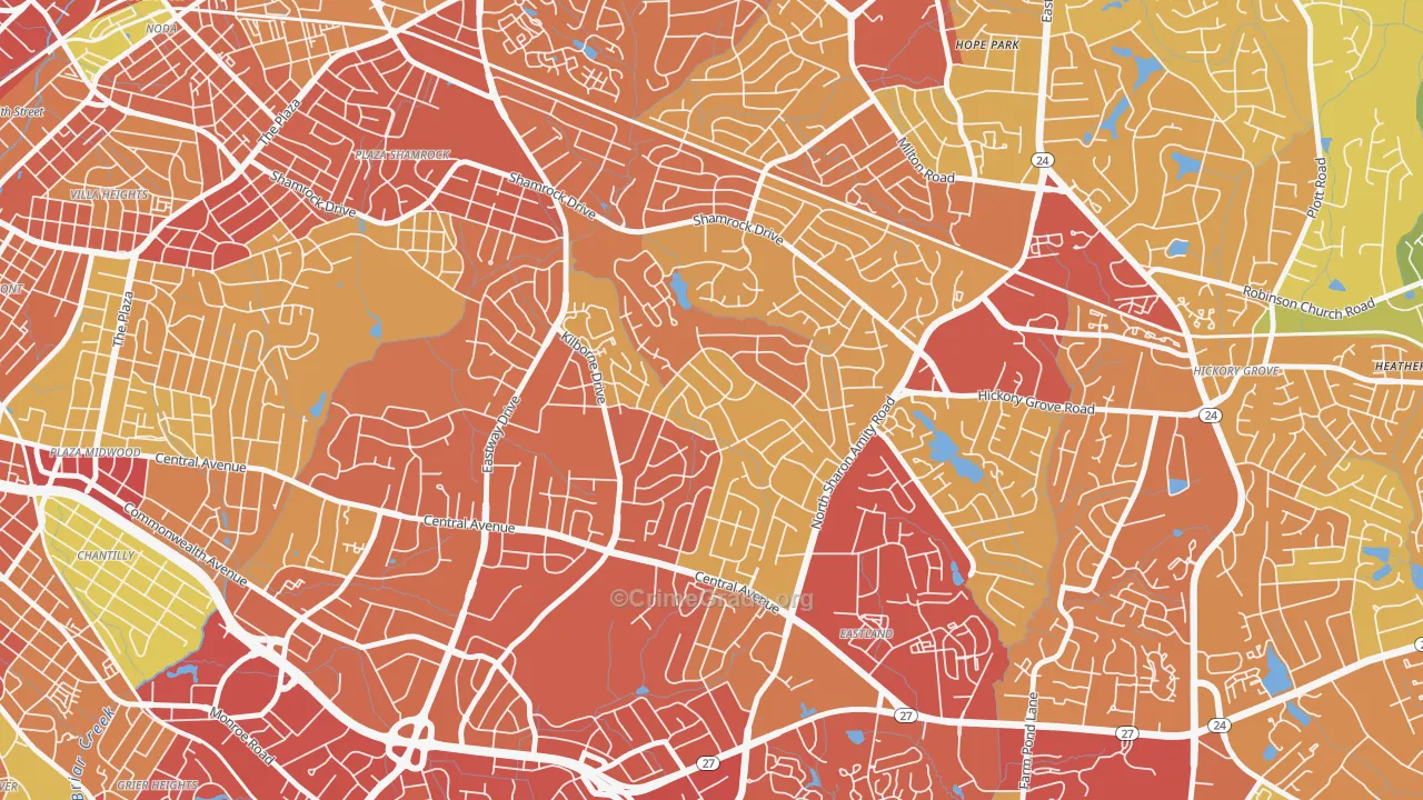 Windsor Park, Charlotte, NC Map of Theft Rates