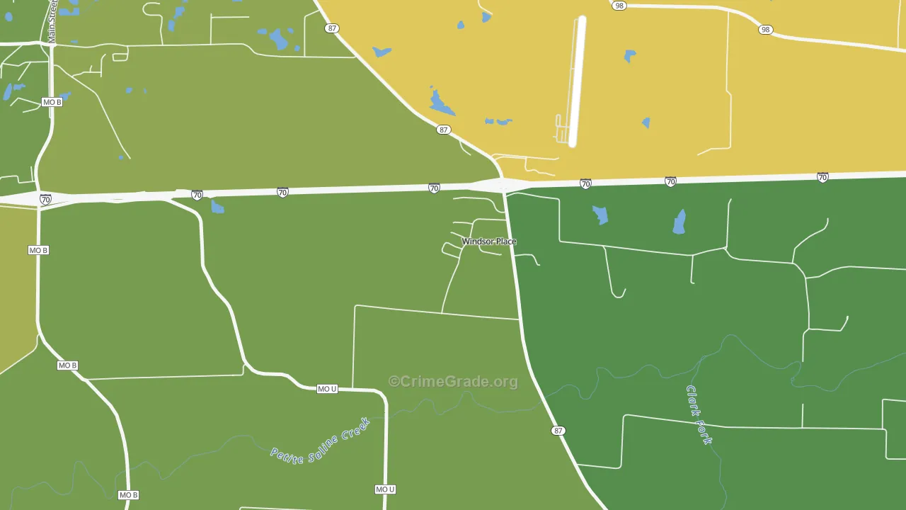 Windsor Place, MO Map of Theft Rates