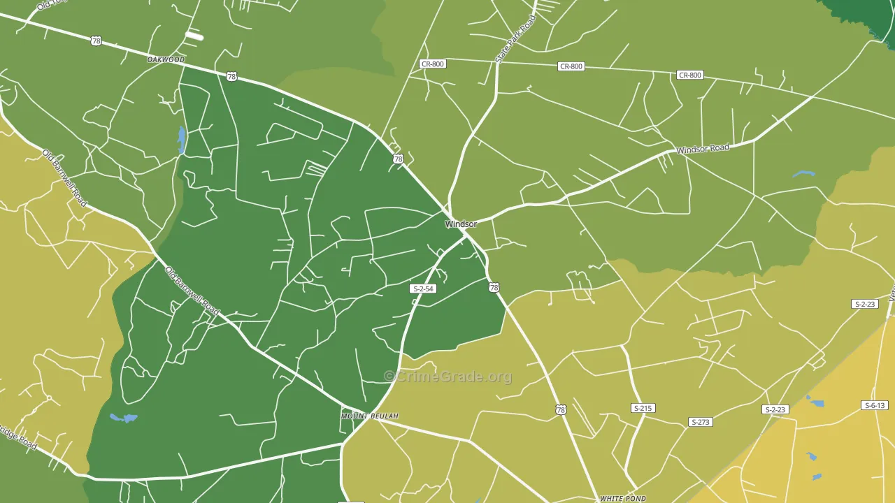 Windsor, SC Map of Theft Rates