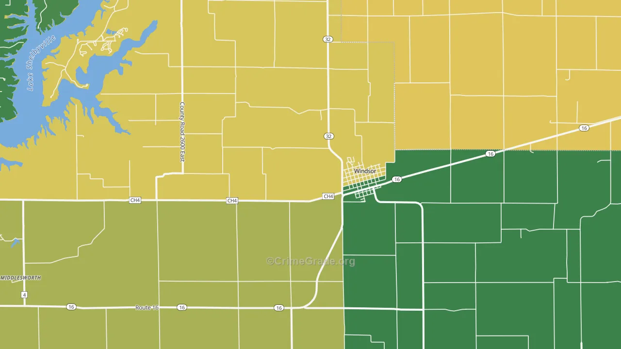 Windsor Shelby County, IL Map of Theft Rates