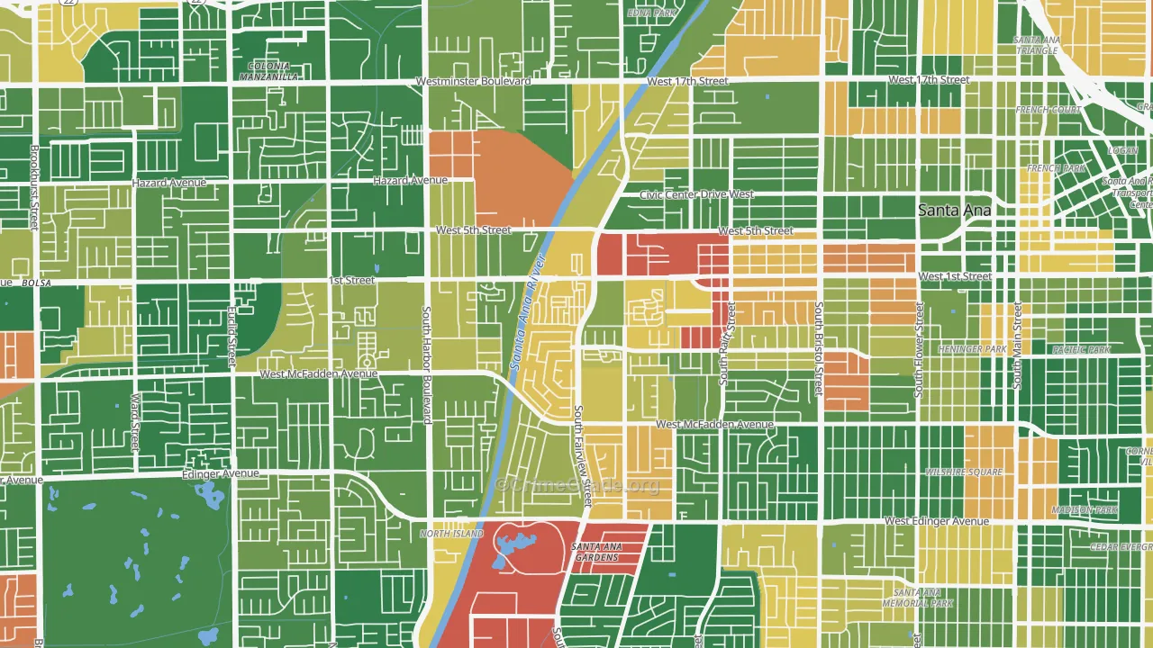 Windsor Village North, Santa Ana, CA Map of Theft Rates