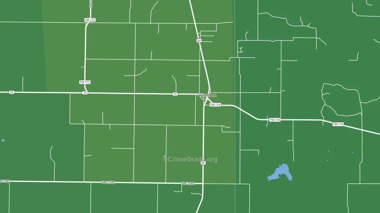 Windthorst, TX Map of Theft Rates