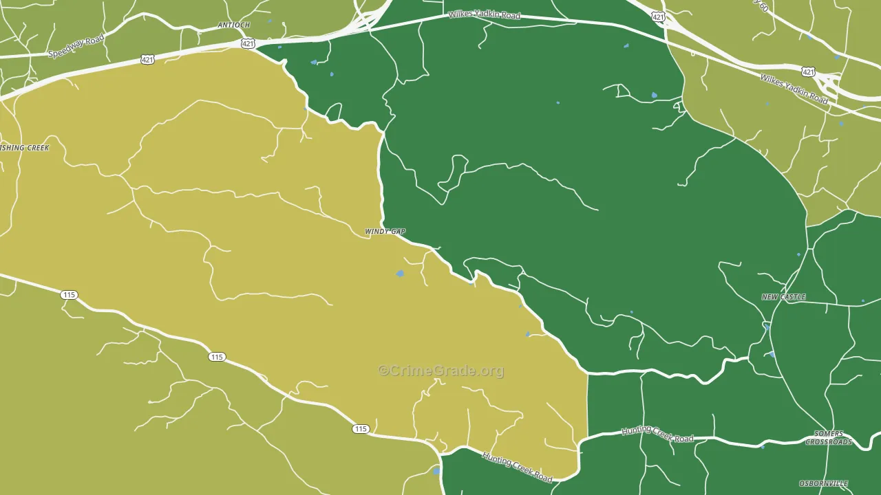 Windy Gap, NC Map of Theft Rates