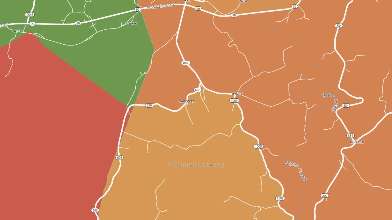Windy, KY Map of Theft Rates