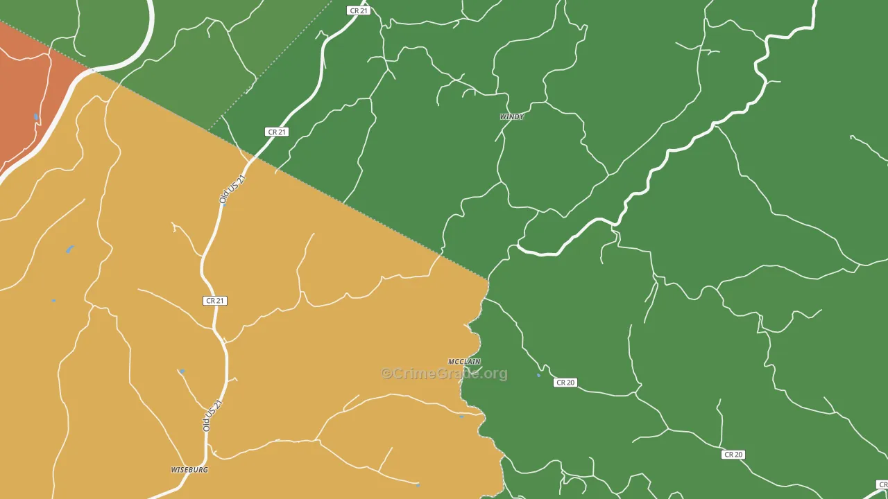 Windy, WV Map of Theft Rates