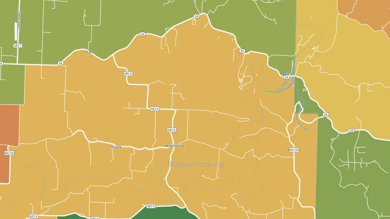 Windyville, MO Map of Theft Rates