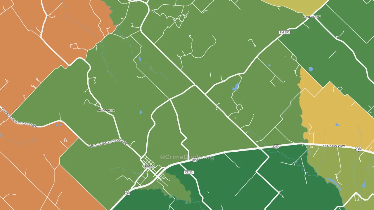 Winedale, TX Map of Theft Rates
