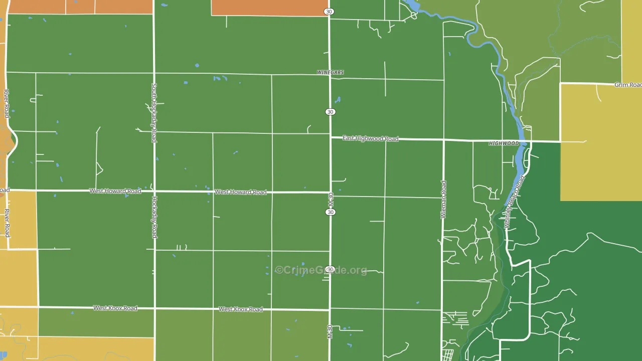 Winegars, MI Map of Theft Rates