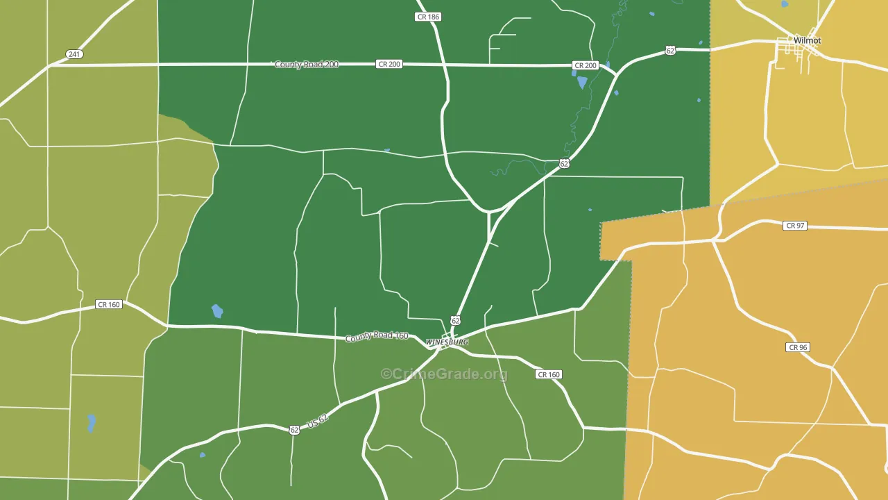 Winesburg, OH Map of Theft Rates