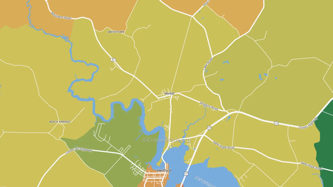 Winfall, NC Map of Theft Rates