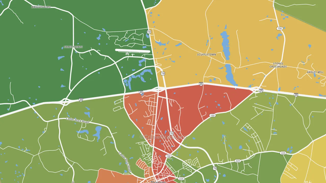 Winfield, GA Map of Theft Rates