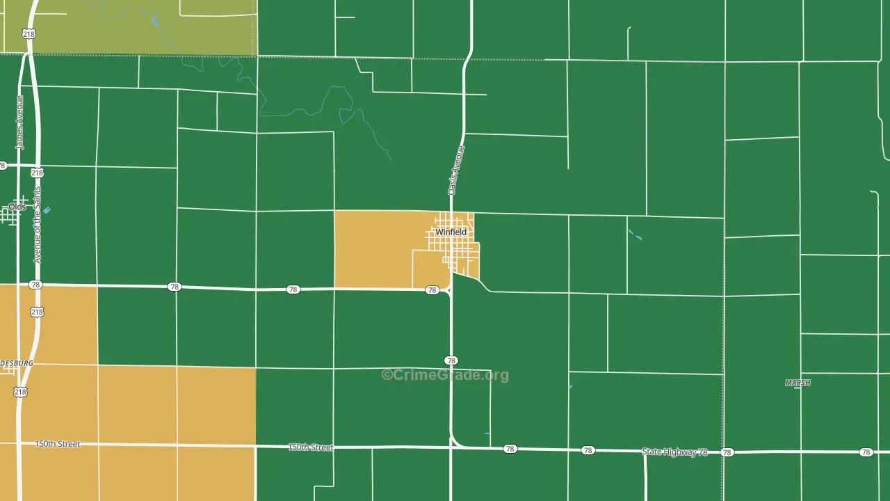 Winfield, IA Map of Theft Rates