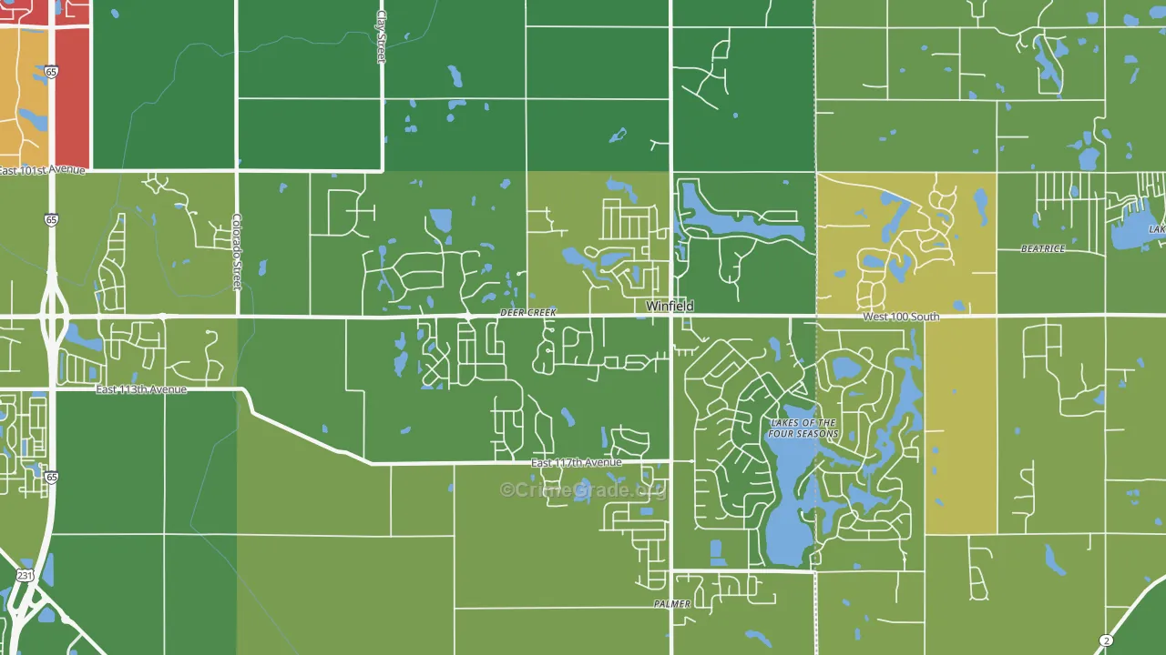 Winfield, IN Map of Theft Rates