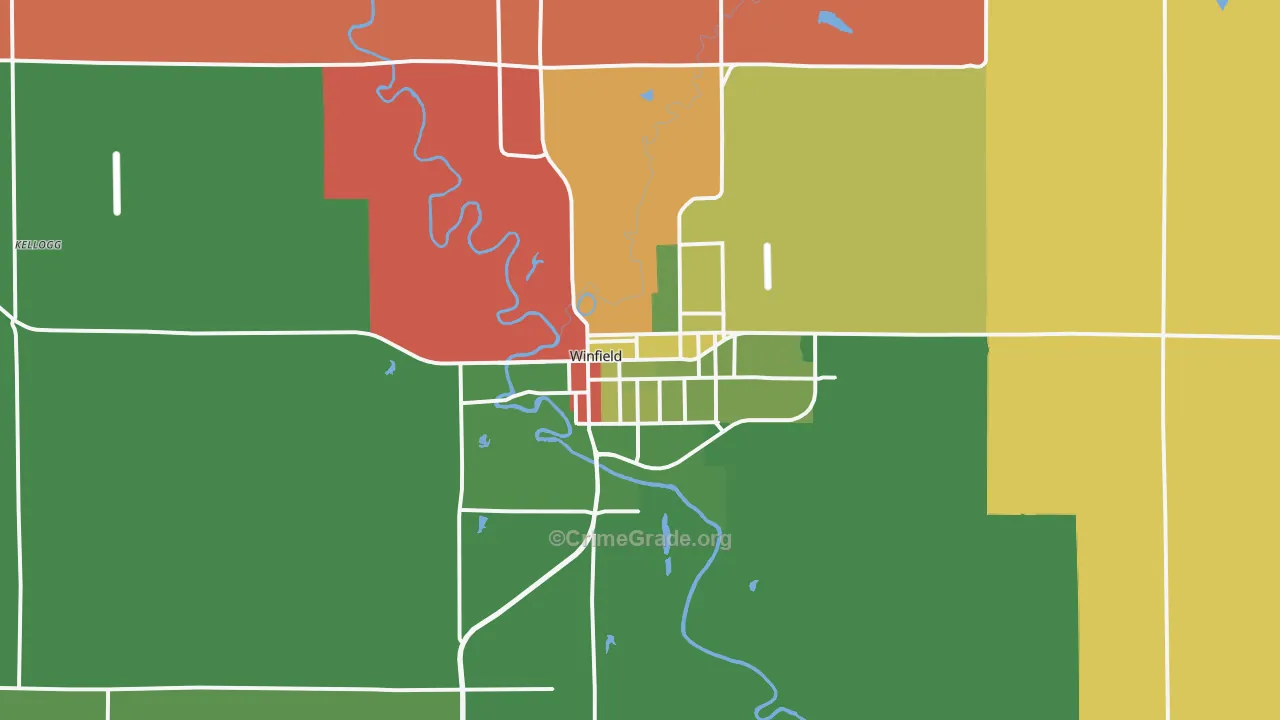 Winfield, KS Map of Theft Rates