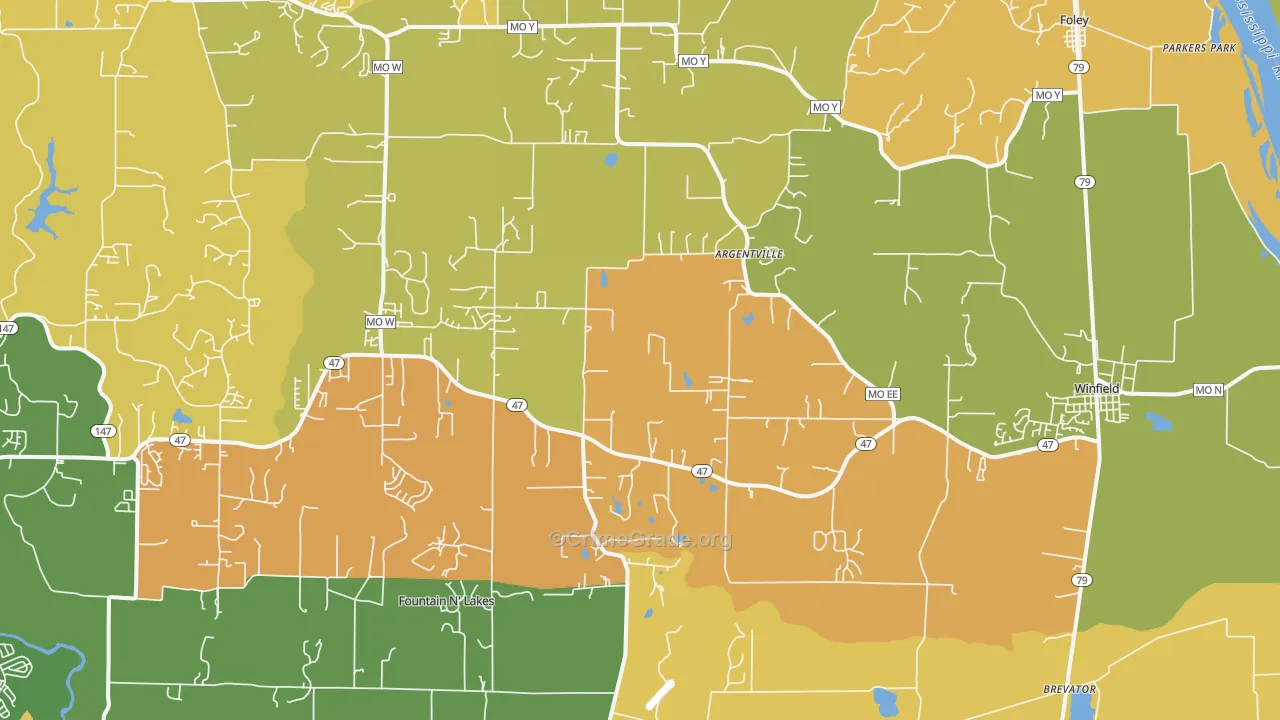 Winfield, MO Map of Theft Rates