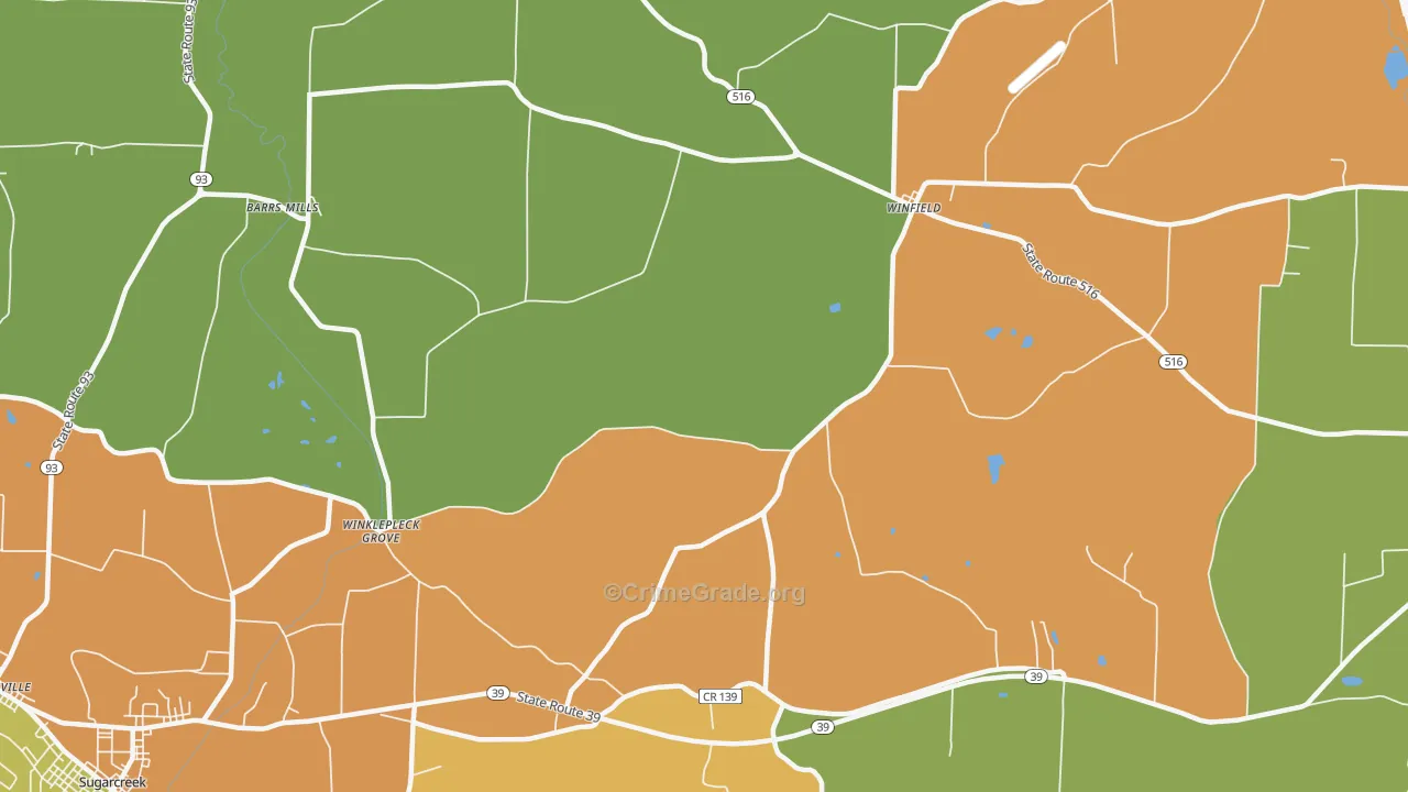 Winfield, OH Map of Theft Rates
