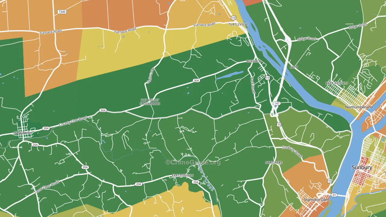 Winfield, PA Map of Theft Rates