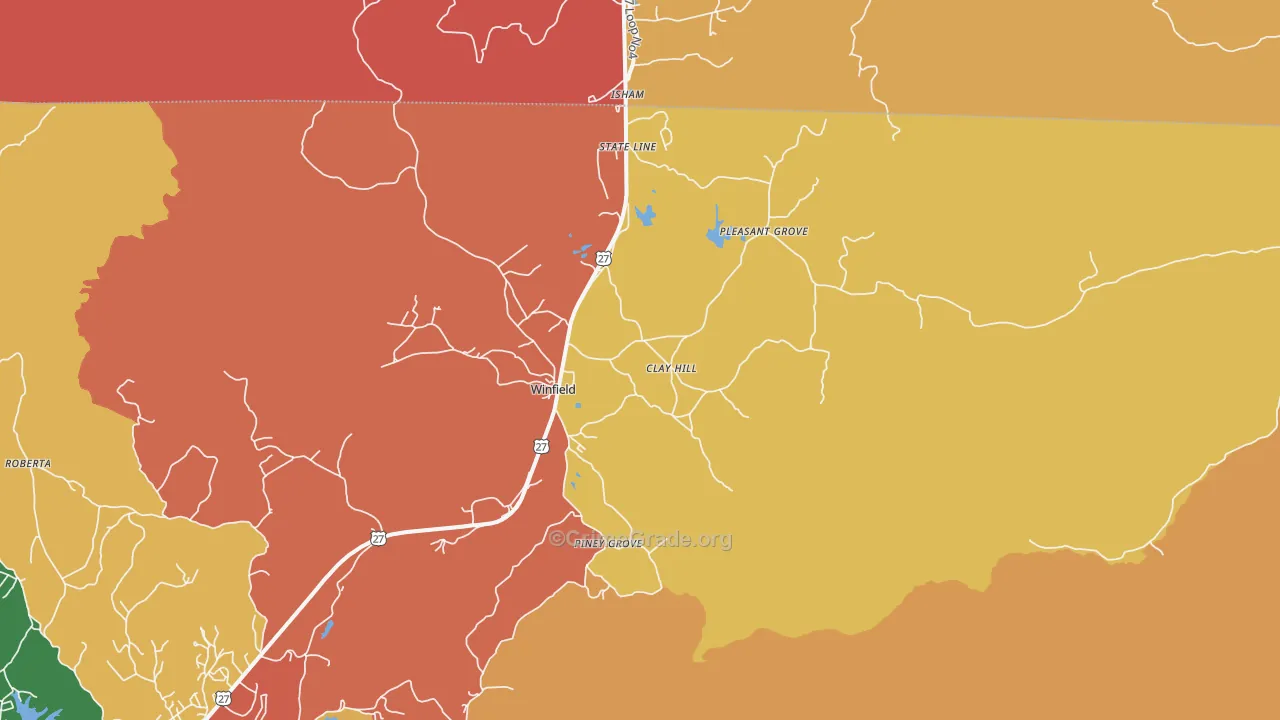 Winfield, TN Map of Theft Rates