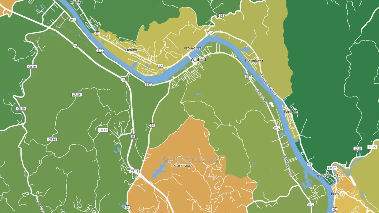 Winfield, WV Map of Theft Rates