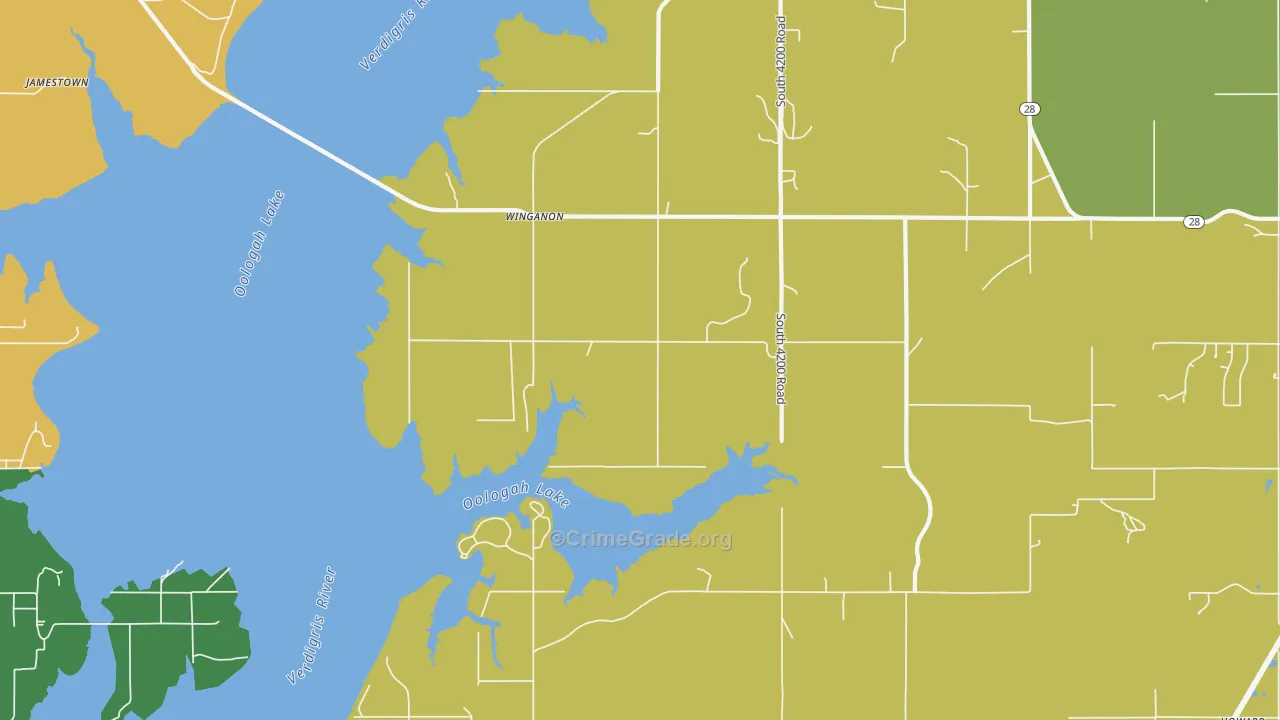 Winganon, OK Map of Theft Rates
