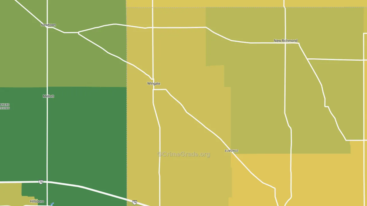 Wingate, IN Map of Theft Rates