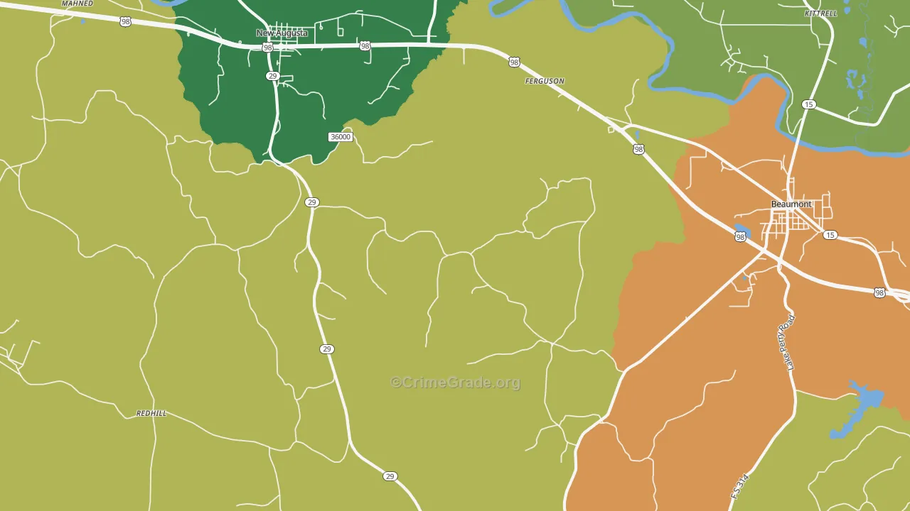 Wingate, MS Map of Theft Rates