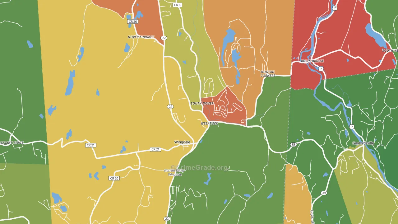 Wingdale, NY Map of Theft Rates